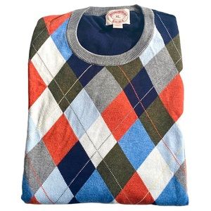 BROOKS BROTHERS MEN’S CREW NECK ARGYLE WOOL BLEND SWEATER SIZE XL